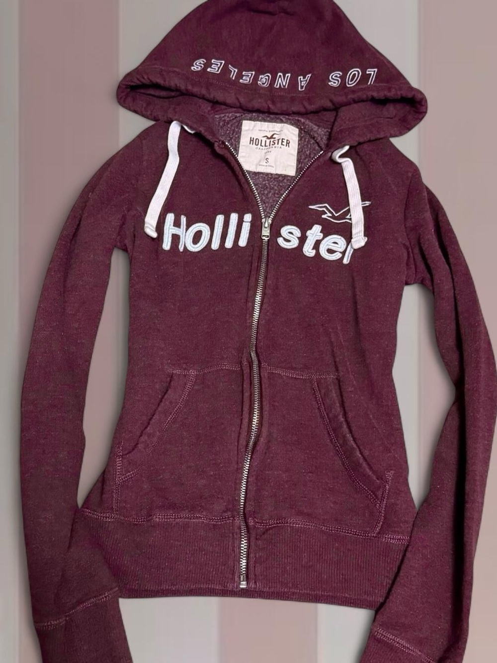 Hollister Y2K Burgundy Zip Hoodie